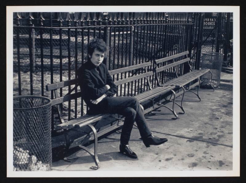 Dylan on Bench - Fred W. McDarrah SIGNED Print